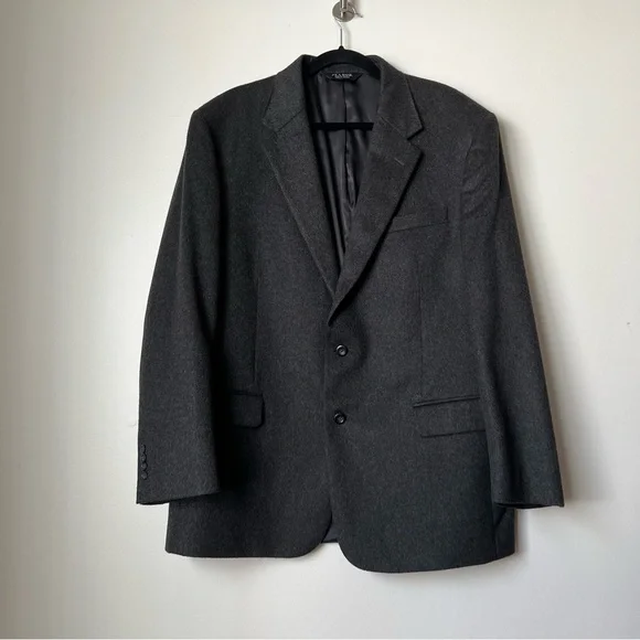 Jos A Bank Gordon Mens Cashmere Sport Coat 46R Dark Gray Jacket Blazer